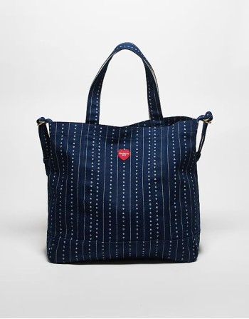 drewe tote with heart logo in navy