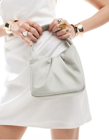 Special Offer grab bag with ruched front in silver