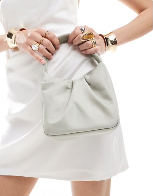 Special Offer grab bag with ruched front in silver